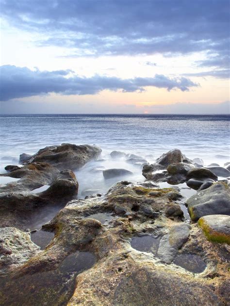 Sunset At Rocky Beach Stock Photo Image Of Horizon Canarian 18199546