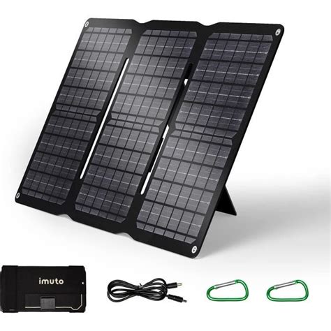 Imuto Panneau Solaire W Pliable Avec Port Usb Chargeur Solaire