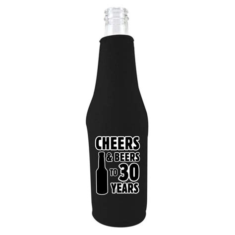 Cheers And Beers To 30 Years Beer Bottle Coolie Black 4 Pack