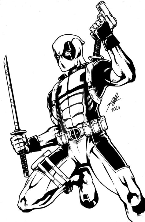 Deadpool Line Art By Gumbocrafael On Deviantart