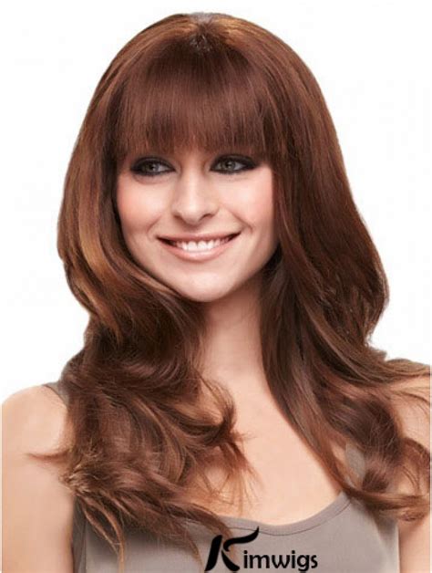 Auburn Long Beautiful Straight With Bangs Lace Wigs