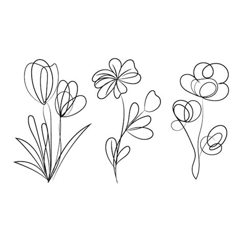 Premium Vector | A drawing of flowers and grass with a drawing of a flower