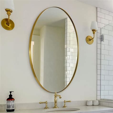 ANDY STAR Brushed Gold Oval Mirror Bathroom Oval Vanity Mirror