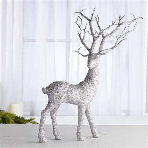 Silver Glittered Standing Reindeer Table Decor Home Decor Scandi