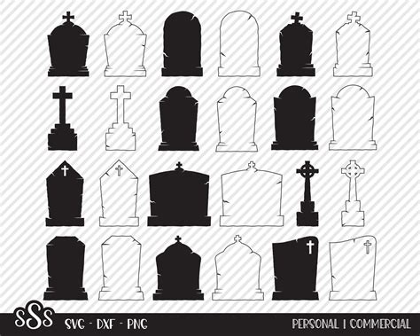 Tombstone Bundle SVG, Cut File, Halloween Shirt Design, Graveyard Rip ...