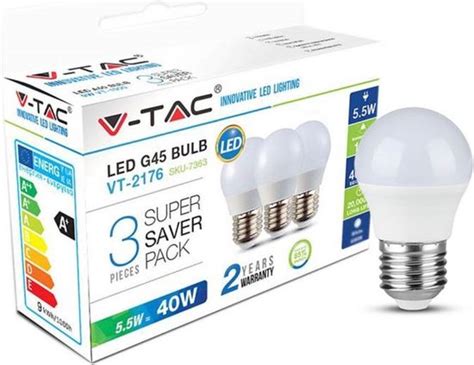 V Tac Vt Pack Led Lampen Kogel E W Lm K Bol