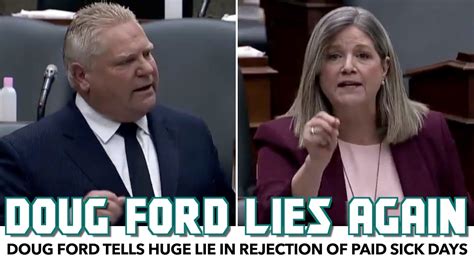 Doug Ford Tells Huge Lie In Rejection Of Paid Sick Days Youtube