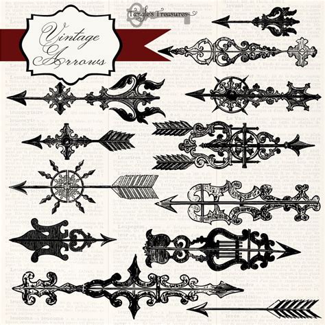 Vintage Arrow Ornaments Digital Clip Art Set Vintage Illustration