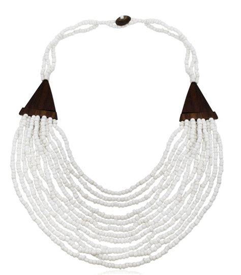 White Beaded Reclaimed Wood Statement Necklace From Namibia Jj Caprices