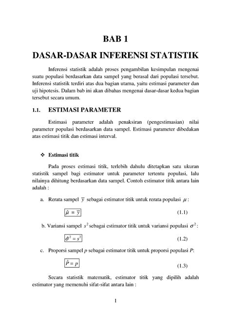 Dasar Dasar Inferensi Statistik Bab Dasar Dasar Inferensi