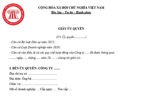 giay uy quyen cong ty cho ca nhan  moi nhat