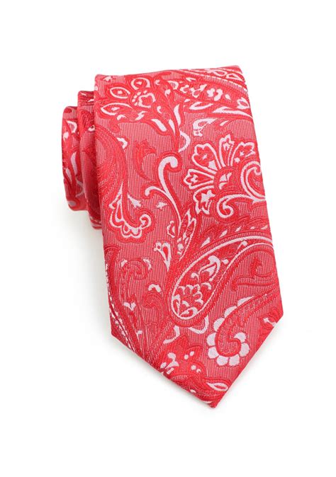 Poppy Paisley Tie Set | Men's Necktie + Pocket Square in Poppy Red | Bows-N-Ties.com