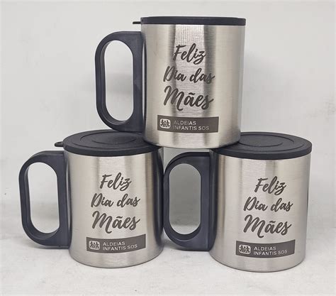 Caneca Inox Ml Personalizado Frente Verso Laser Clara