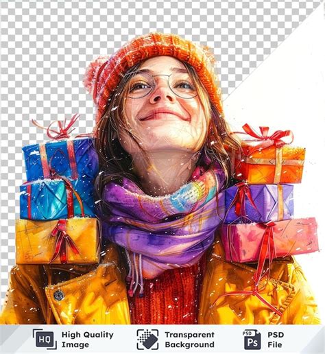 Jovem Feliz Premium Caixas De Presentes Aquarela Pintura Em Papel