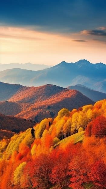 Premium AI Image | Autumn in the mountains wallpaper