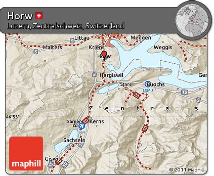 Free Shaded Relief Map of Horw