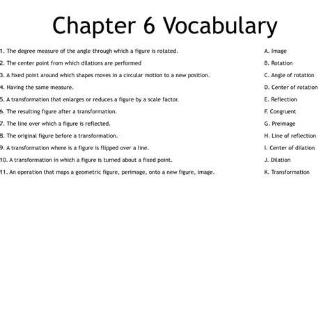 Chapter 6 Vocabulary Worksheet Wordmint