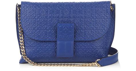 Loewe Avenue Embossed Leather Cross Body Bag In Blue Lyst