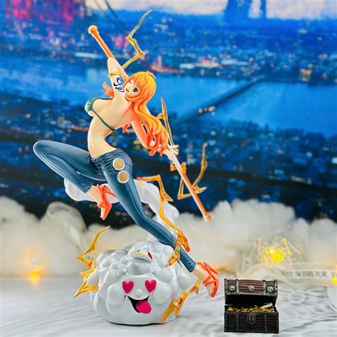 30cm One Piece Anime Figures Nami Figure Zeus Action Figurine Sexy Pvc Gk Statue Collectible