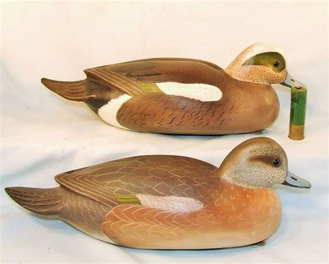 R Sabatini Op Delaware River Style Hollow Widgeon Duck Decoy Pair