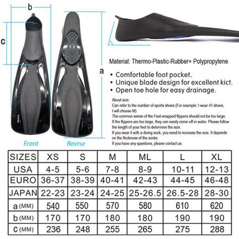 size-chart-6796173-snorkeling-fins - Unigear