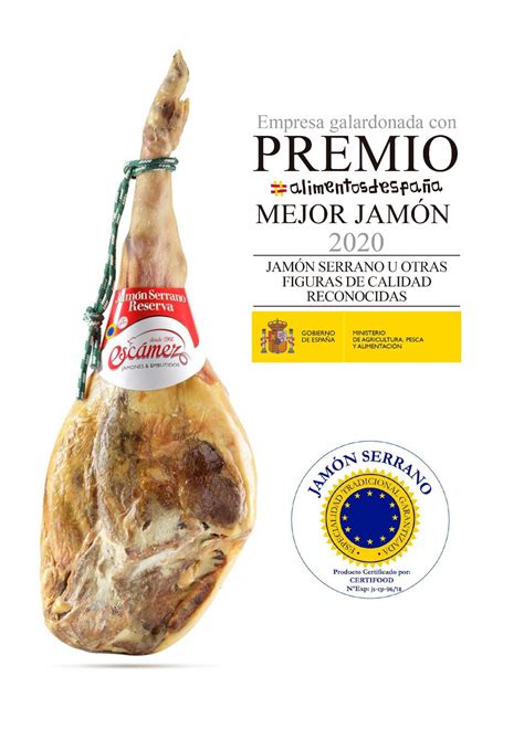 JAMON SERRANO RESERVA 8 9 KILOS CAJA DE 2 PIEZAS Profesional Escámez