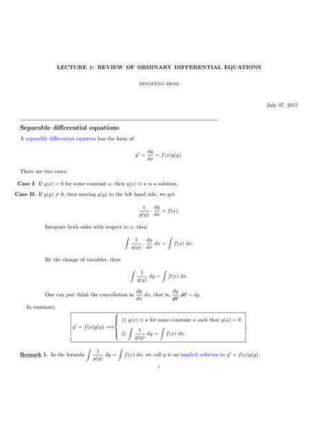 Separable differential equations