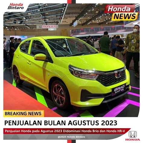 Penjualan Honda Agustus 2023 Didominasi Honda Brio Honda Bintaro