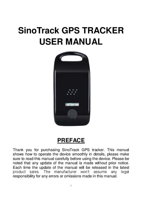 SinoTrack GPS Tracker User Manual A Detailed Guide To Operating The