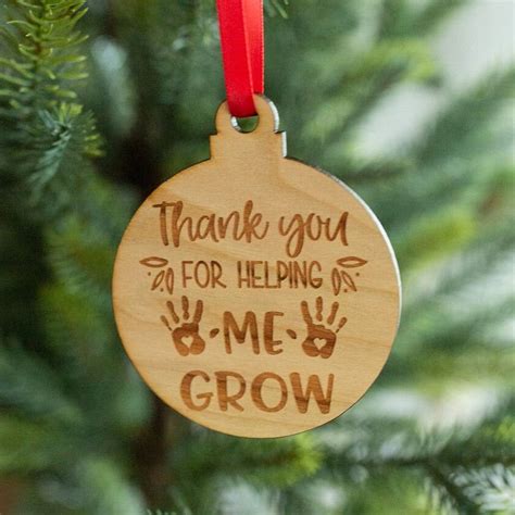 Thank You For Helping Me Grow – Engraved Wooden Christmas Ornament ...