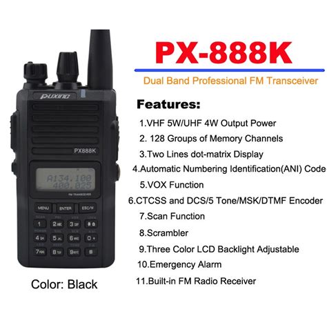 Black Color Puxing Px K Dual Band Professional Fm Transceiver