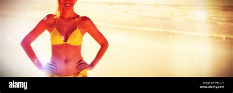 Woman Yellow Bikini Hi Res Stock Photography And Images Alamy