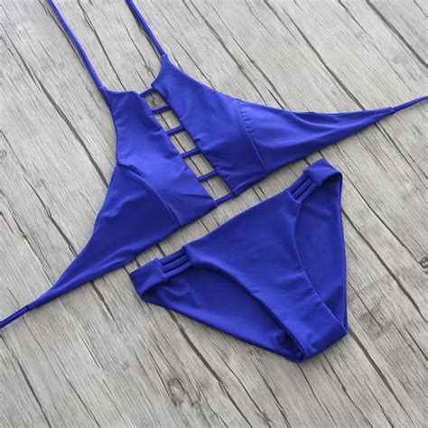 Sexy High Neck Bikini Women Swimsuit Bandage Swimwear Female Cut