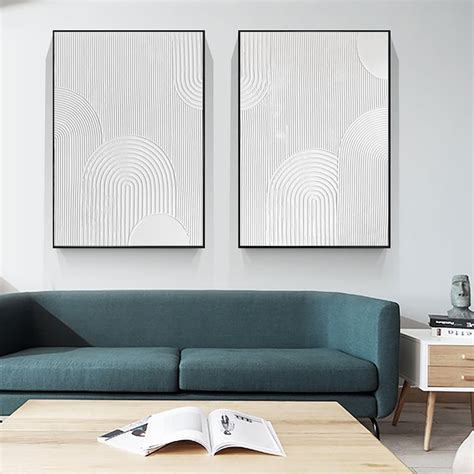 White Abstract Painting White 3D Textured Painting Set of 2 - Etsy