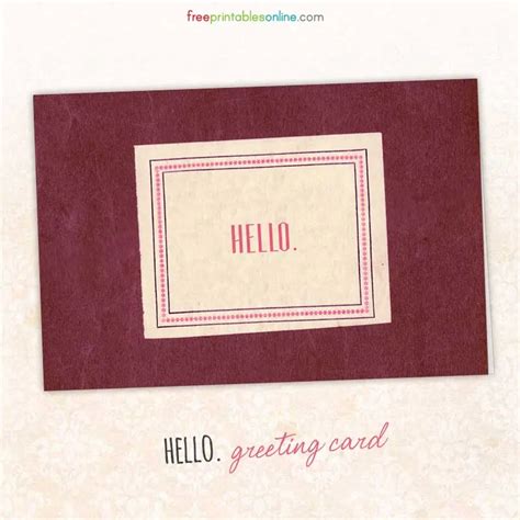 Hello. Printable Blank Greeting Card