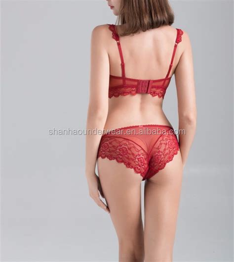 High Quality Lingerie Set Lace Push Up Bra And Transparent Mesh Panty