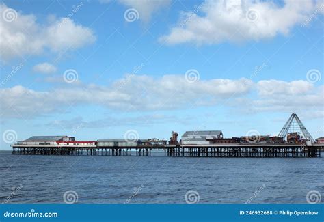 View of Blackpool Central Pier with Amusements and Funfair Rides ...