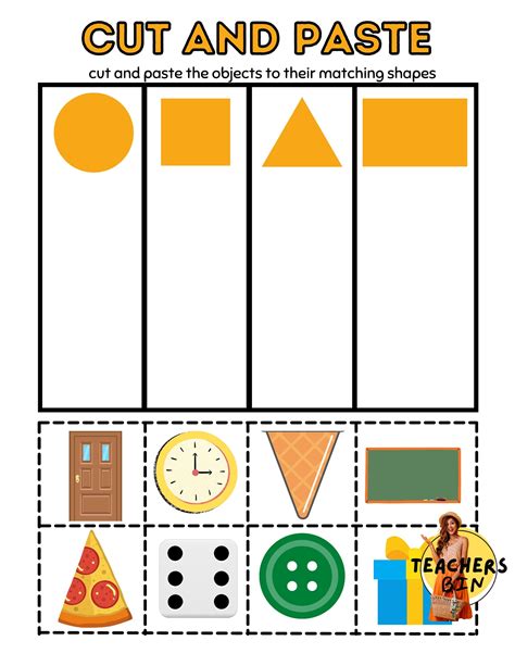 Editable Cut And Paste Shapes Activity Worksheet For Etsy