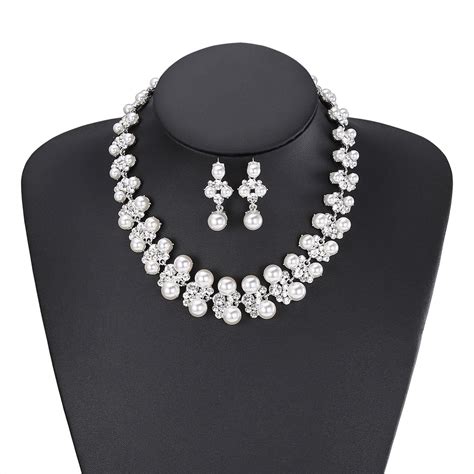 LILIEandWHITE Imitation Pearl Jewelry Set For Women Wedding Necklace