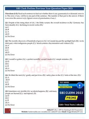 SBI Clerk Exam Questions and Answers PDF – InstaPDF