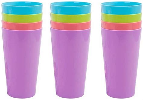 Cribun 12PCS Reusable Plastic Cups 500ML/17.5oz Plastic Tumblers Set ...