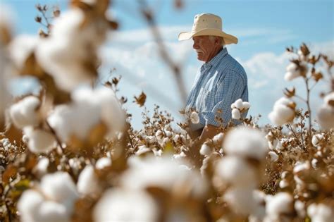 Premium Photo | Cotton Harvest Season Farmer Inspecting Cotton Crops ...