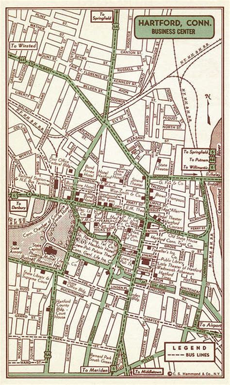 Hartford Print Hartford Street Map Hartford Vintage Map