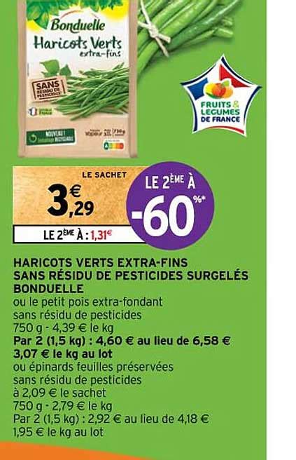 Promo Haricots Verts Extra fins Sans Résidu De Pesticides Surgelées