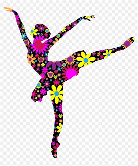 Floral Graceful Ballerina Silhouette By Gdj Ballerina Dance Silhouette Png Full Size Png