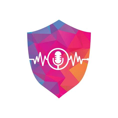 Medical Podcast Mic Logo With Heart Pulse Podcast Heartbeat Line Logo