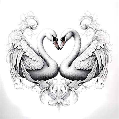 Premium AI Image | tattoo drawing of two swans intertwined black ...