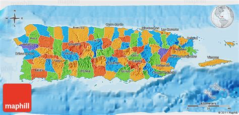 Political 3D Map of Puerto Rico