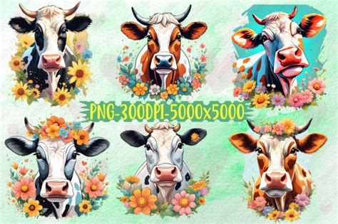 Cow With Flowers Sublimation Designs Graphic By Sr Design · Creative Fabrica