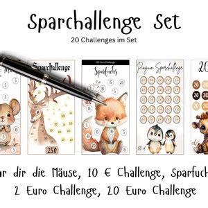 Sparchallenge Set Inkl Tracker Tiere Design Umschlagemethode Budget